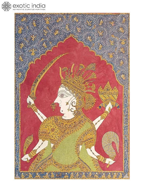 Chaturbhuja Goddess Jogani Painting | Natural Colours | By Sohan Chitara