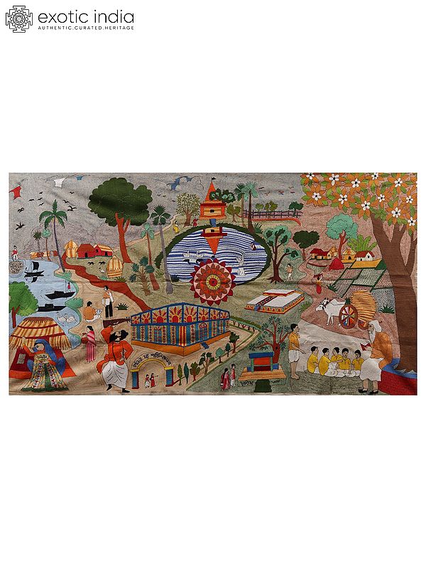 Shantiniketan Painting | Embroidery on Tussar Silk