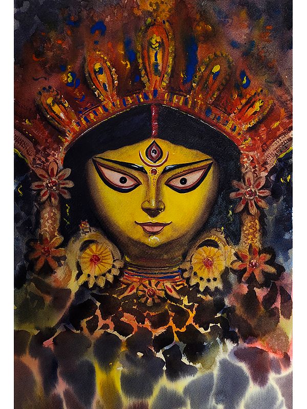 Goddess Durga | Watercolor Painting by Anupam Pathak