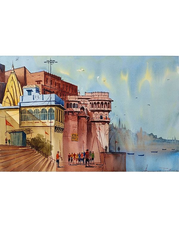 Ghat of Varanasi | Watercolor Painting by Anupam Pathak