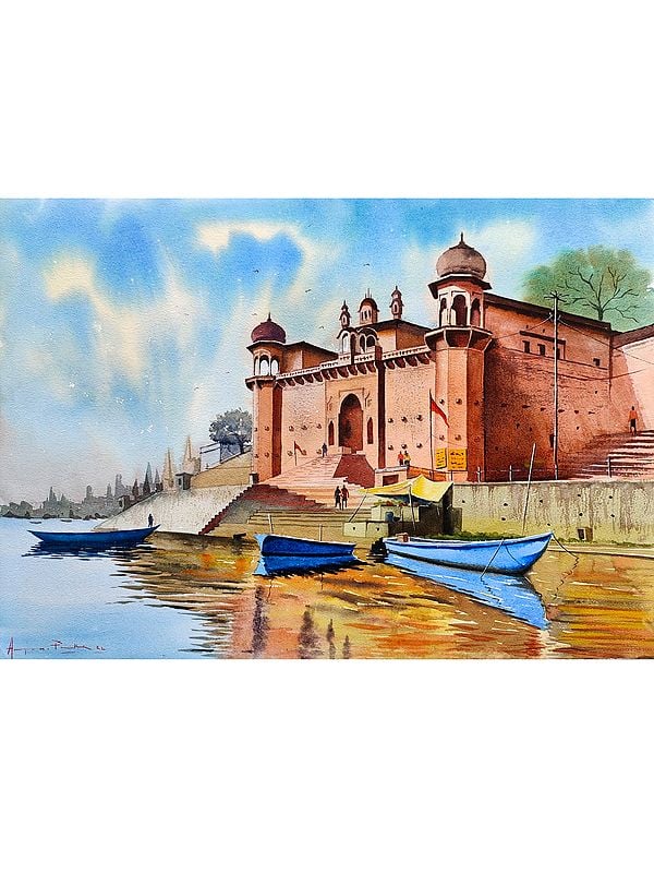 Varanasi Ghat | Watercolor Painting | By Anupam Pathak