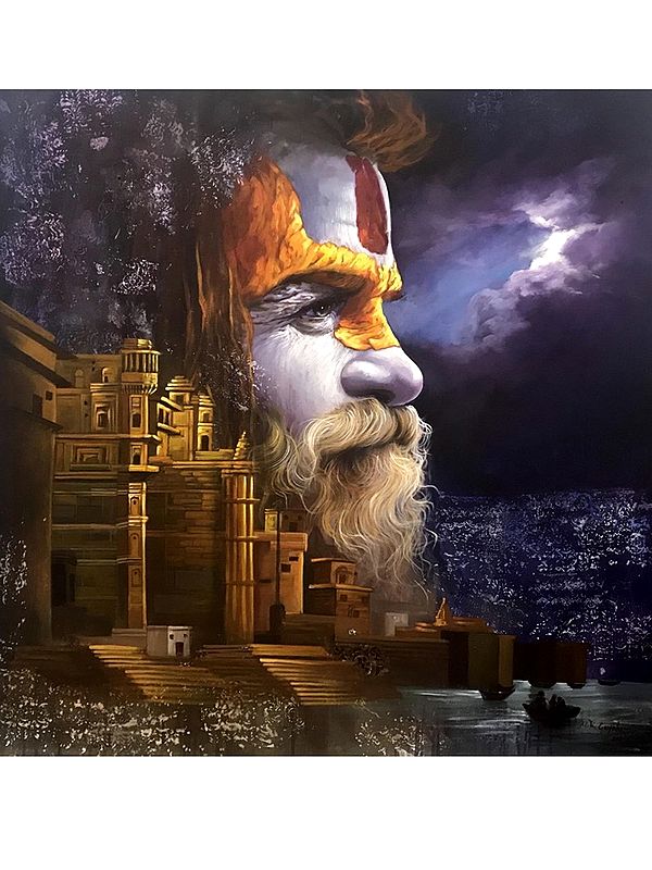 Bharat 4 - A Sage Devotee | Acrylic On Canvs | By Maadhvan Goyal