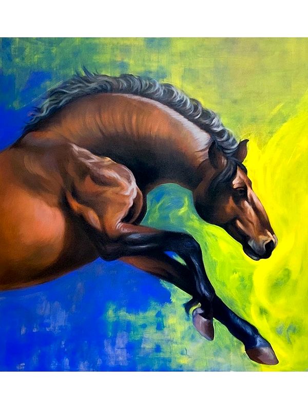 Horse - Ready To Jump | Acrylic On Canvs | By Maadhvan Goyal