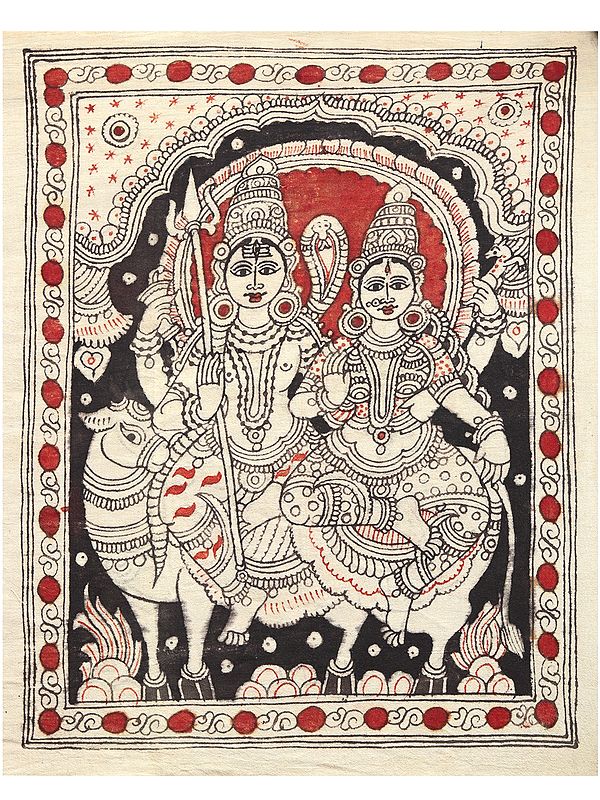 Blessing Shiva Parvati | Kalamkari Art