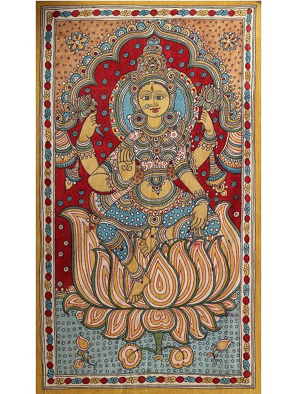 Devi Lakshmi Seated on Lotus | Kalamkari Painting