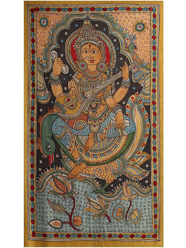 Hans Vahini (Devi Saraswati) | Kalamkari Painting