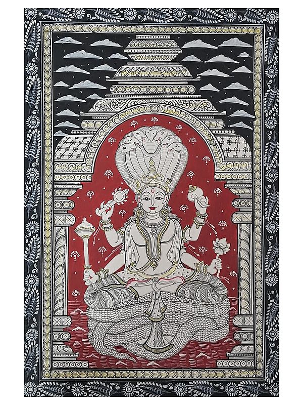 Lord Vishnu Sitting on Sheshnag | Natural Stone Colors | By Surendra Nath Swain