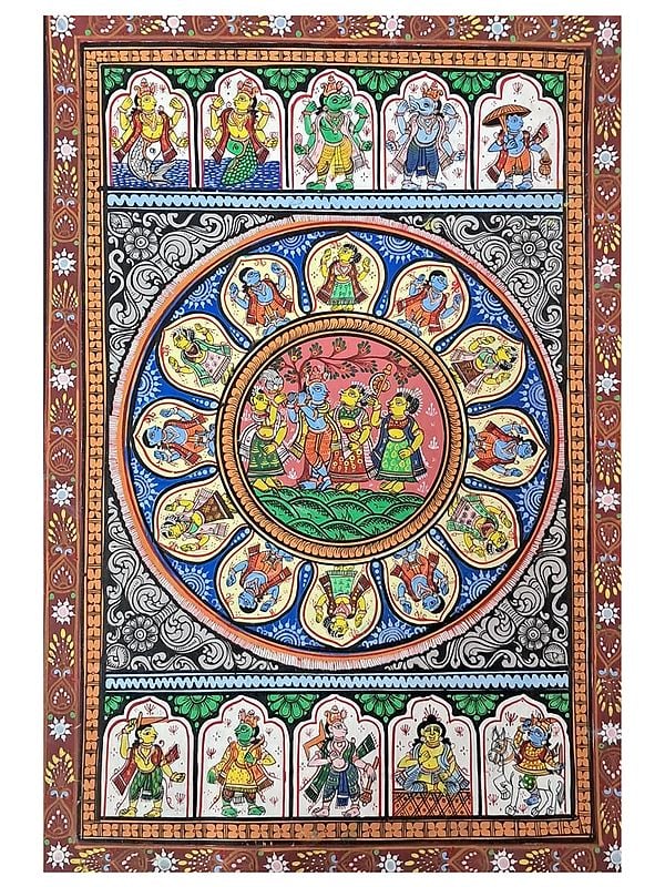 Krishna Leela - Ten Incarnations of Lord Vishnu | Natural Stone Colors | By Surendra Nath Swain