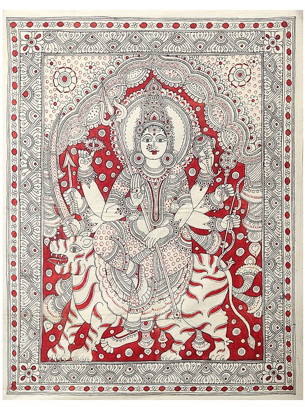 Goddess Durga | Vintage Kalamkari Painting