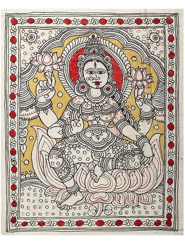 Devi Lakshmi Seated on Lotus | Kalamkari Painting