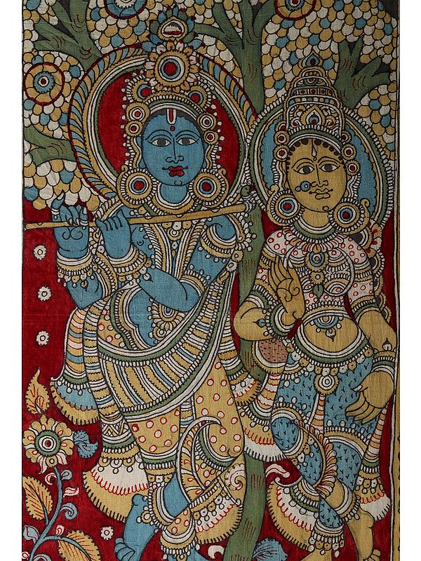 RadhaMadhavam (Radha Krishna) Kalamkari Painting Exotic India Art