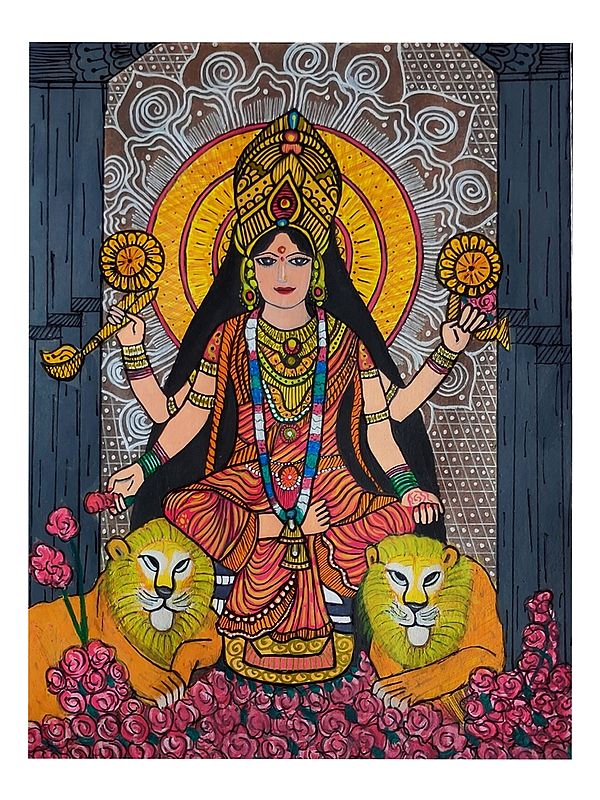 Goddess Durga | Watercolor On Paper | By Deeksha Salame