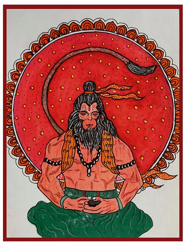 Meditative Lord Hanuman | Watercolor On Paper | By Deeksha Salame