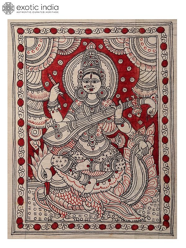 Hans Vahini (Devi Saraswati) | Kalamkari Painting