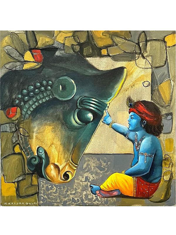 Krishna Blessings (Bharam Series) | Mixed Media On Canvas | By Maadhvan Goyal