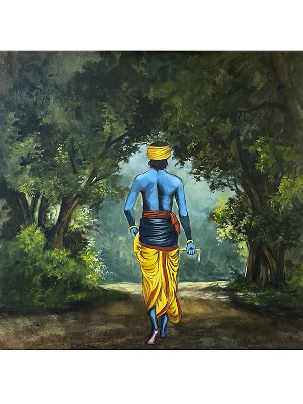Krishna Walking | Mixed Media On Canvas | By Maadhvan Goyal