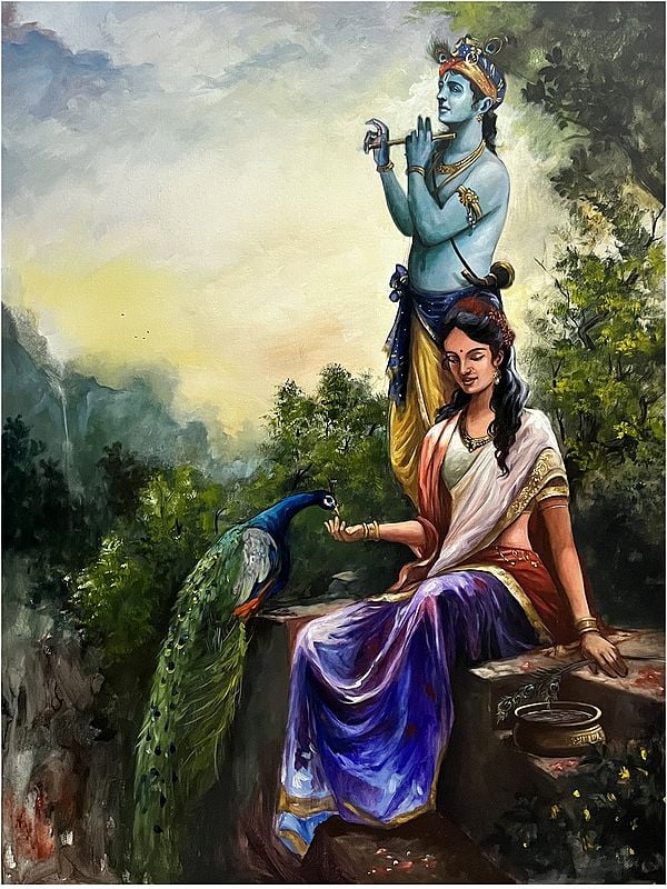 Radha and Krishna with Nature | Acrylic on Canvas | By Maadhvan Goyal