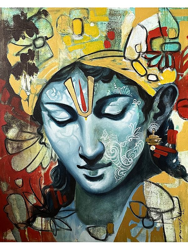 Attractive Painting Of Kanhaji | Acrylic On Canvs | By Maadhvan Goyal
