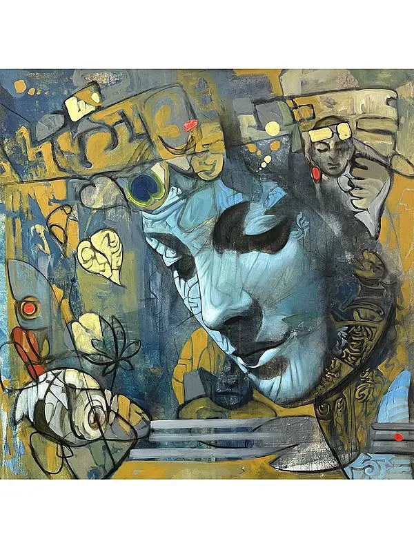 Meditative Krishna | Acrylic On Canvs | By Maadhvan Goyal