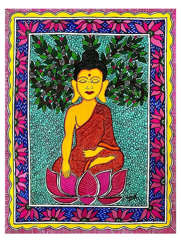 Lord Buddha Seated On Lotus | Gouache Colors | By Neha Singh