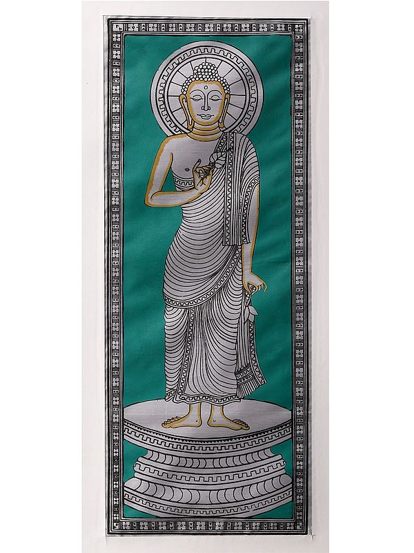 Standing Lord Buddha | Watercolor on Silk | Pattachitra Painting