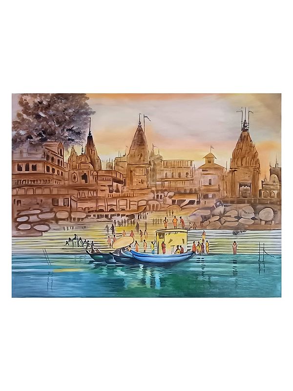 Varanasi Ghat'S Morning | Oil Painting On Canvas | By Jagriti Bhardwaj