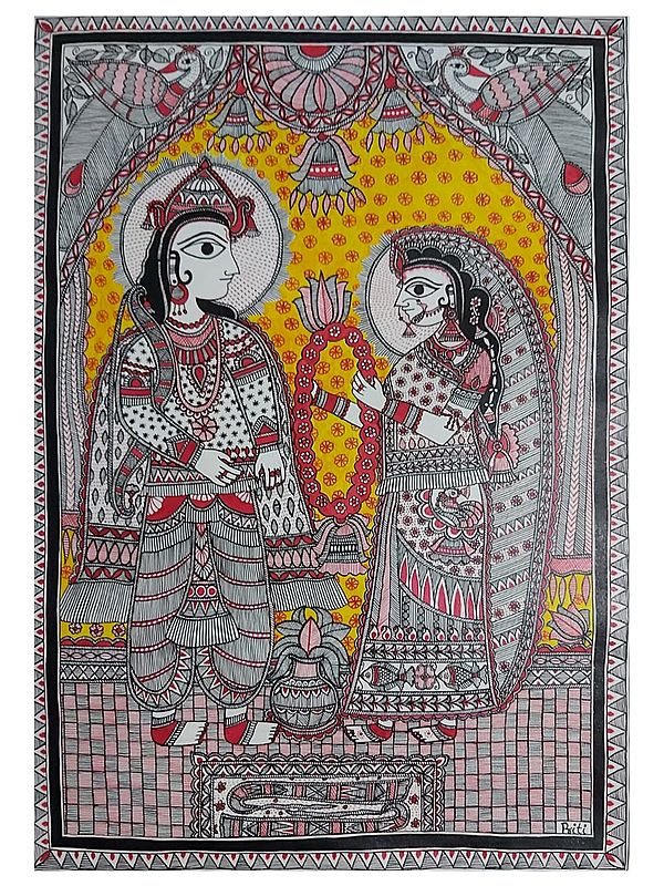 Unconditional Love Of Lord Ram And Sita | Natural Colors On Handmade Paper | By Priti Karn