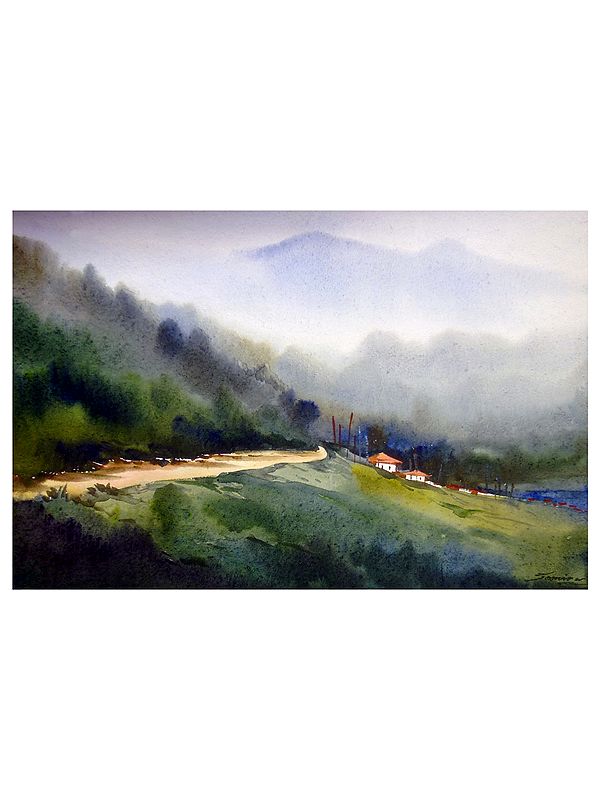 Himalaya Mountain Landscape | Watercolor On Handmade Paper | By Samiran Sarkar