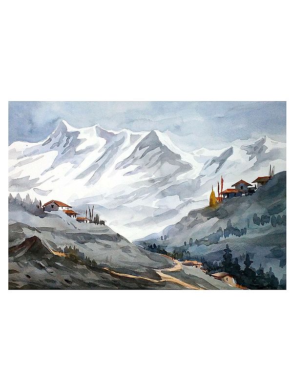 Beauty Of Calm Himalaya Peaks | Watercolor On Paper | By Samiran Sarkar
