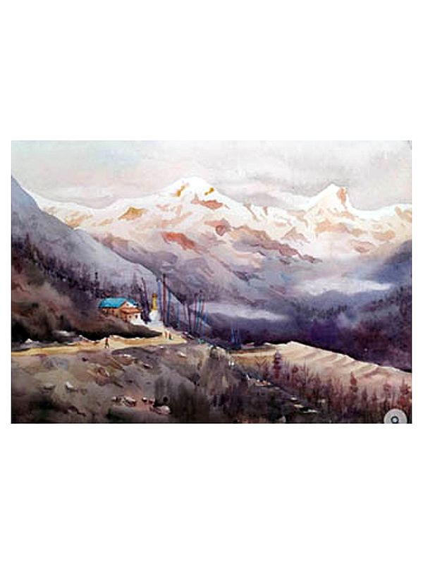Beauty Of Morning Himalaya | Watercolor On Paper | By Samiran Sarkar