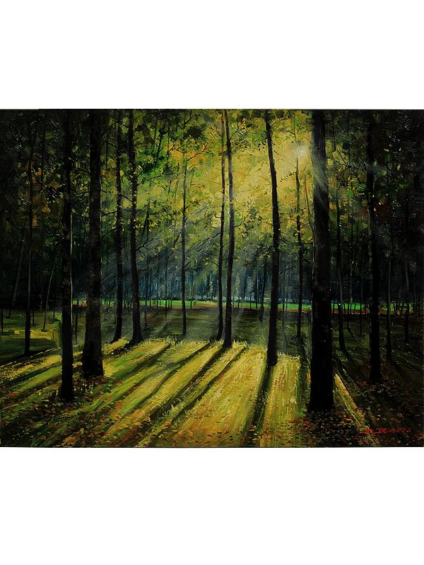 The Forest Morning | Oil On Canvas | By Devraj