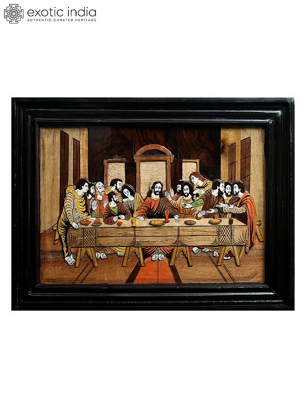 24" The Last Supper With Jesus | 3D Inlay Work On Wood With Natural Color