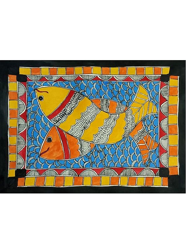 Beautiful Fishes In The Pond | Acrylic Color On Handmade Paper | By Annu Kumari