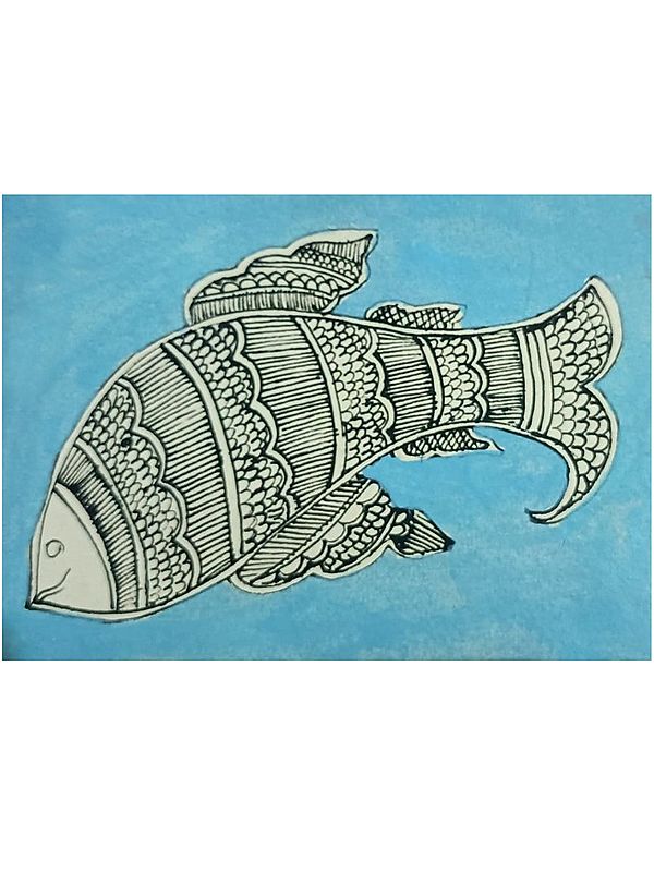 Royal Fish - Madhubani Painting by Annu Kumari | Acrylic Color on Handmade Paper
