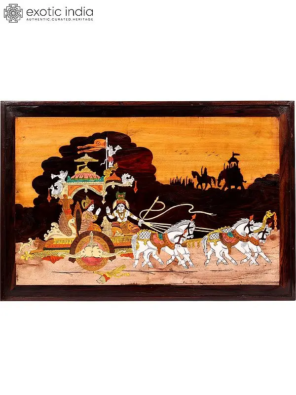 Geeta Updesha | Wood Panel with Inlay Work