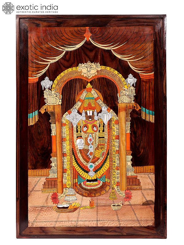 Tirupati Balaji (Lord Venkateshwara) | Wood Panel with Inlay Work