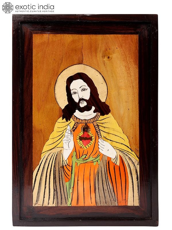 15" Beautiful Kindness Jesus | Natural Color On Wood Panel With Inlay Work