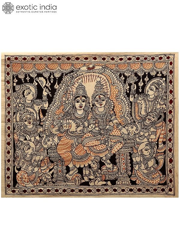 Beautiful Shri Ram Darbar View | Kalamkari Painting on Cotton