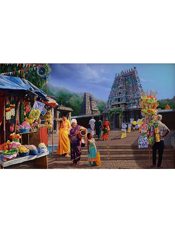 Kallalagar Temple | Oil Art | Painting by Gokulam Vijay