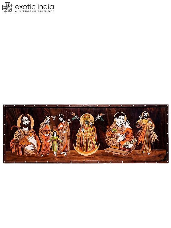 36" Beautiful Story Of Jesus Christ | Natural Color On Wood Panel With Inlay Work