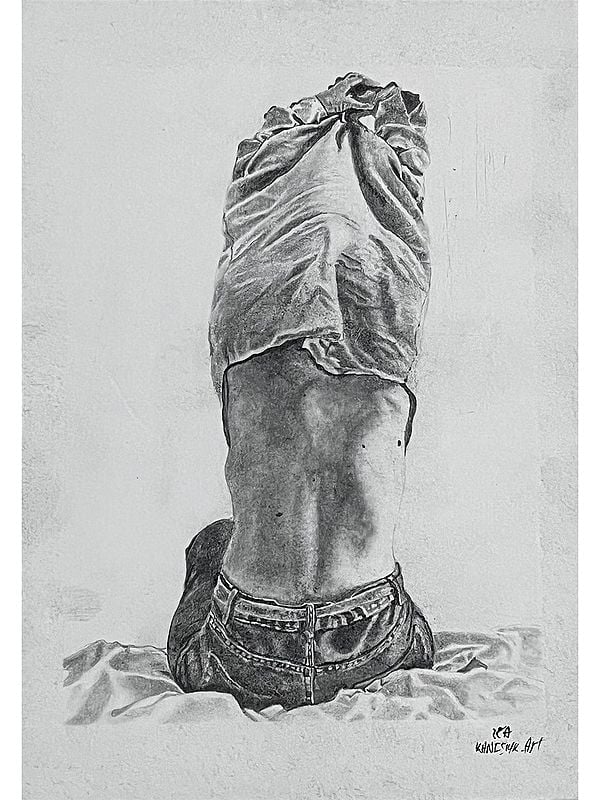 Figure With Charcoal Portrait | Charcoal & Graphite On Paper | Kanishk Gautam