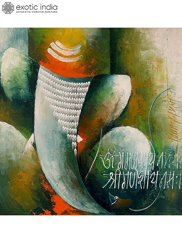 Gajanan Painting | Acrylic On Canvas Done With Nib | By Kanchan Mahante