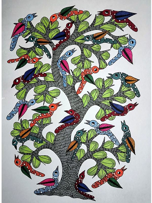 Chirping Birds | Alcohol Markers And Fineliners On Paper | By Ruchi