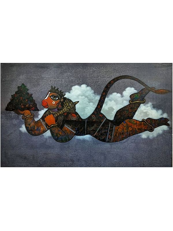Pawan Putra Hanuman | Acrylic On Canvas | By Ramesh Gujar