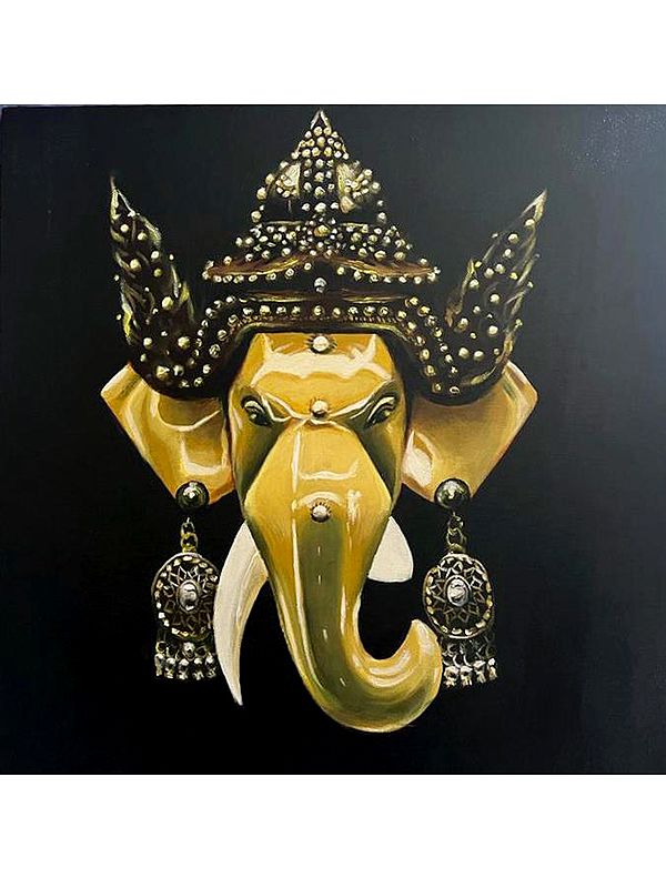 Gajamukh Son Of Shiva - Lord Ganesha Painting | Acrylic On Canvas | By Shweta Rukme