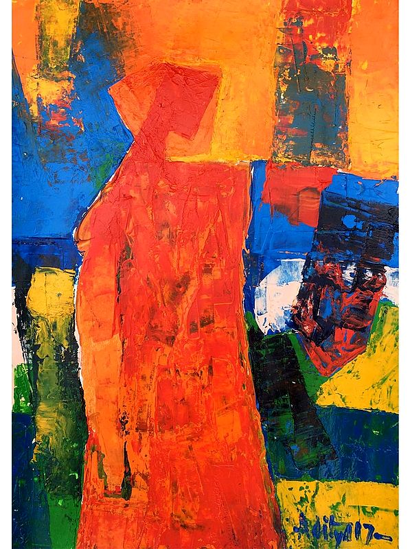 Standing Lady | Acrylic On Paper | By Aditya Dev