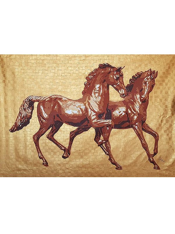 Two Racing Horses | Acrylic On Canvas | By Yogi Kumar