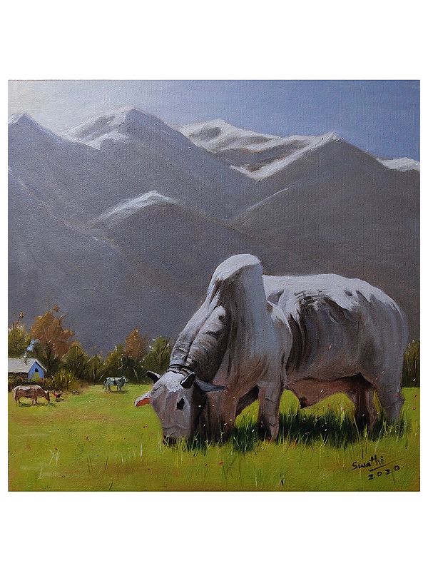 Big Bull | Oil painting on stretched linen | By Swathi Keshav
