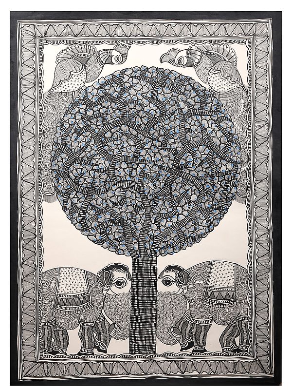 Tree Of Life With Elephant  | Handmade Paper | By Ashutosh Jha