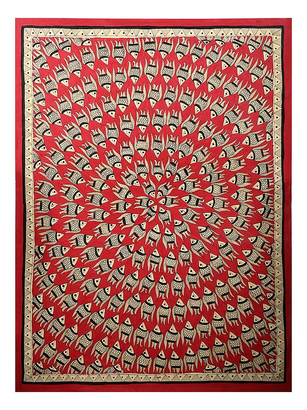 Red Fish Mandala Art| Handmade Paper | By Ashutosh Jha